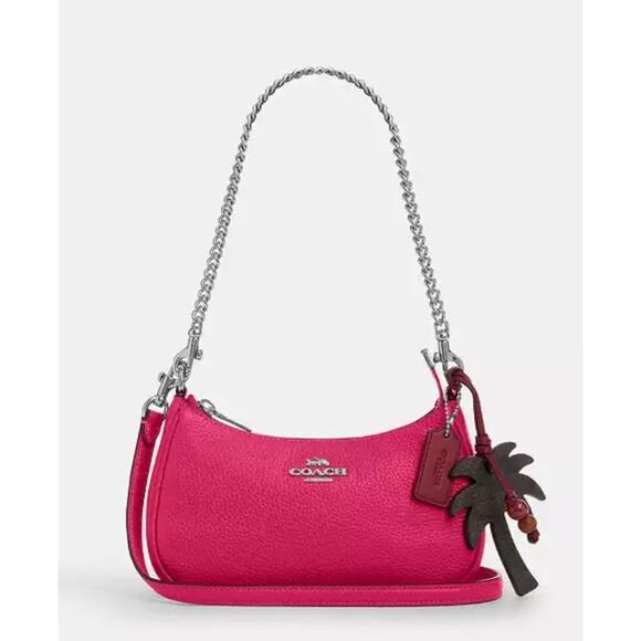 NWT Coach Teri Mini Crossbody Bag With Palm Tree Charm CBG80 In Dragonfruit Pink - Picture 1 of 4